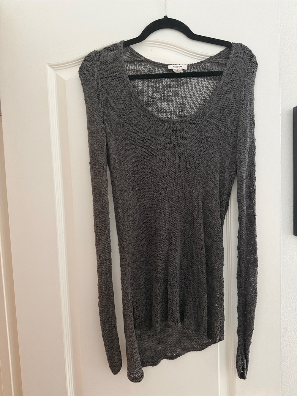 Helmut Lang Open-Knit Sweater in Charcoal